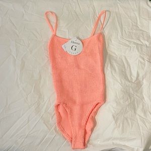 BRAND NEW W/TAGS HUNZA G - PAMELA SUIT IN ORANGE!!!